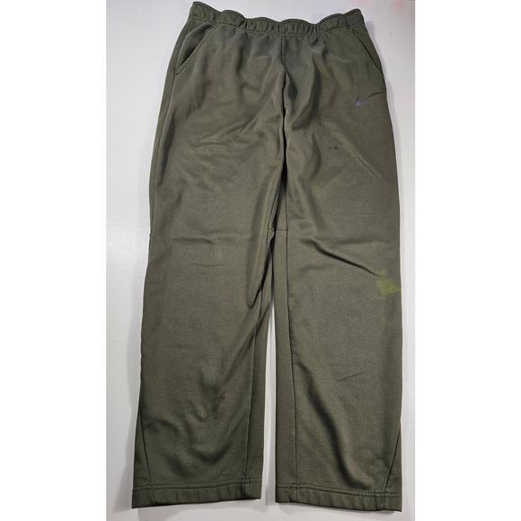 Nike fleece lined green warm sweatpants size XL men's (FLAWS) - Picture 1 of 7